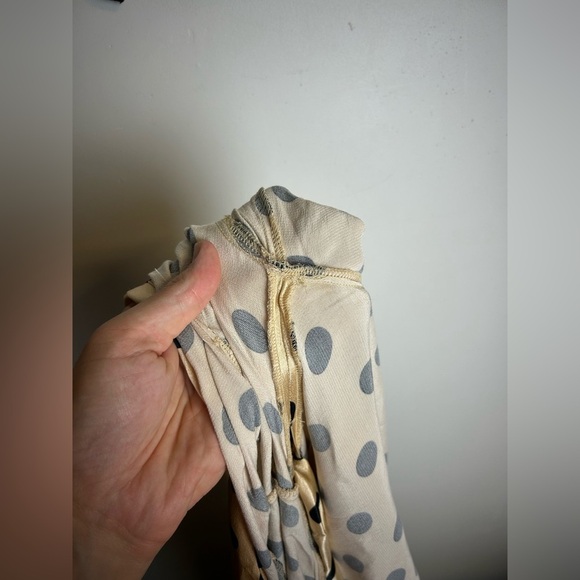 Zara Blogger Fave Gold Polka Dot satin Wrap Midi Dress  Small S Fall Minimalist - Picture 4 of 14